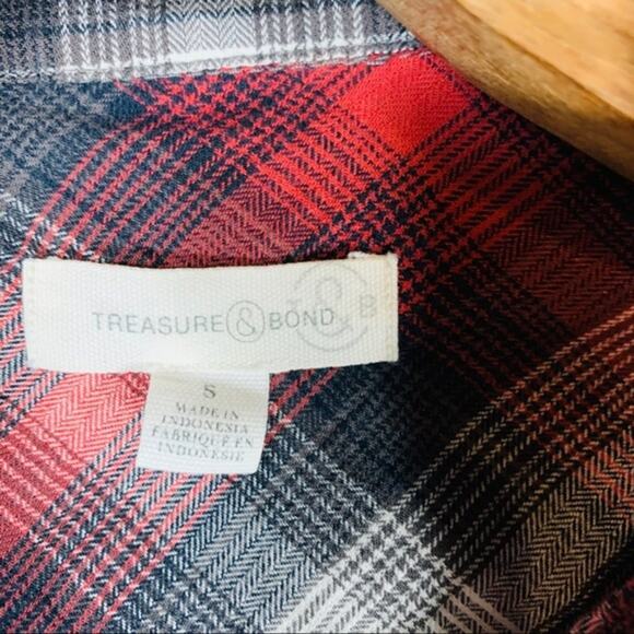 Treasure & Bond Red Plaid Flannel Shirt Small - Picture 7 of 8